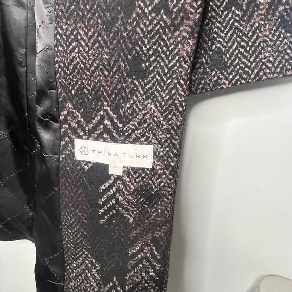 Trina Turk Printed Wool Belted Wrap Coat Size 4 - Picture 5 of 8
